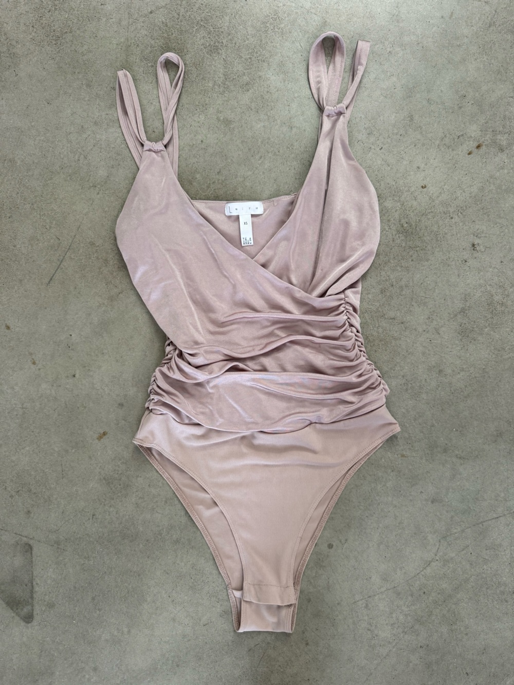 Soft Mauve Ruched One-Piece Bodysuit